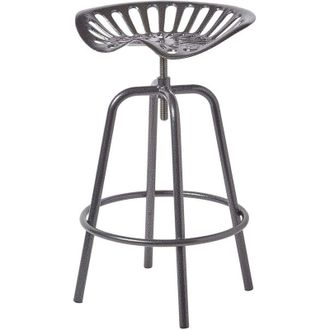 Esschert Design Esschert Design - homescapes Vintage Style Metal Grey Adjustable Tractor Seat Bar Stool - Grey