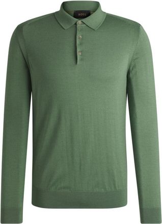 BOSS Regular-fit polo sweater in wool, silk and cashmere