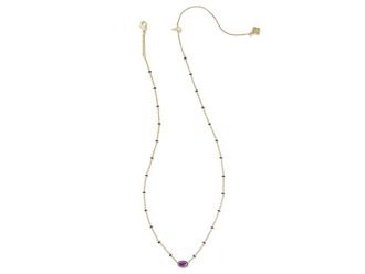 Kendra Scott Mini Elisa Enamel Frame Short Pendant Womens Necklace Womens Necklace Gold Purple Mother Of Pearl, Brass/Gold-Plated
