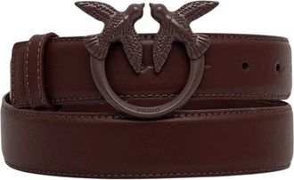 Pinko 3cm leren riem - Dames - Riemen - Bruin - S - Leer - Accessoires