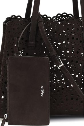 Alaia Womens Leather Handbag Mina Smoked Brown Calf Shoulder Bags