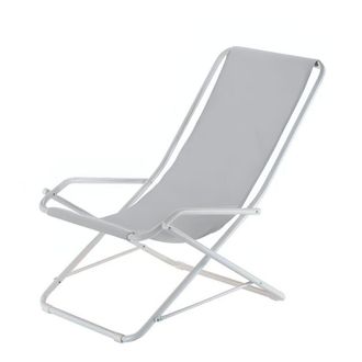 Fiam Poltrona Basculante Da Esterno Linea Dondolina Con Telaio In Acciaio Bianco e Telo In Texfil Grigio