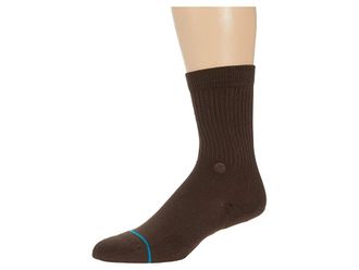 Stance Icon Crew Cut Socks Shoes Brown : MD (US Mens Shoe 6-8.5 - Womens Shoe 8-10.5), Polyester/Nylon/Cotton