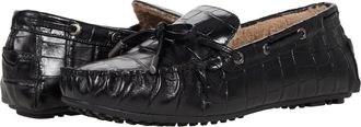 Aerosoles Winter Boater Moccasin Women Black Faux Shearling Shoes JOBB201