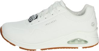 Skechers Womens Uno Slip Resistant Trainers, White Synthetic, 6 UK