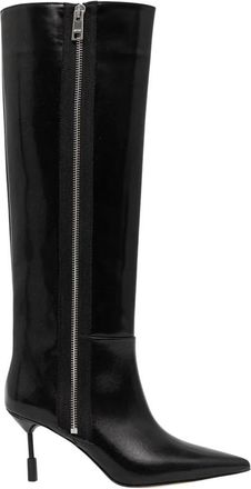 Msgm Puntige Leren Laarzen - Dames - Hoge Laarzen - Zwart - 37 EU - Leer - Schoenen