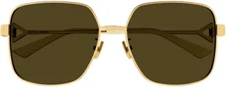 Bottega Veneta Rectangle Full Rim Sunglasses - Gold