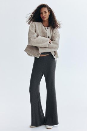 H&M Flared Fine-knit Trousers in Dark Gray Melange at Nordstrom, Size X-Small