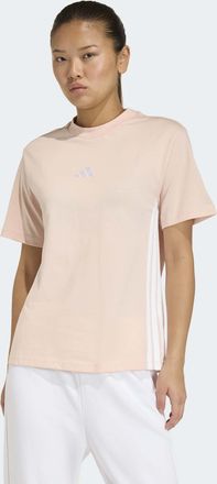 adidas T-Shirt ADIDAS SPORTSWEAR ESSENTIALS 3-STREIFEN COTTON, Damen, Gr. XXL, blush pink, wei&szlig;, Obermaterial: 100% Baumwolle, normal, Rundhals, Shirts T-Shi