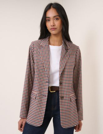 Nobody's Child Red and Navy Gingham Blazer