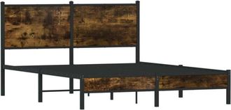 vidaXL Vidaxl - Estructura De Cama Sin Colch&oacute;n Metal Roble Ahumado 150x200 Cm