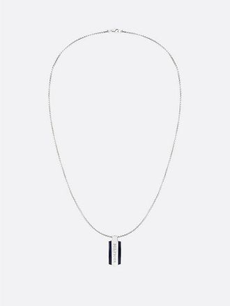 Tommy Hilfiger Stainless Steel Blue Enamel Pendant Necklace