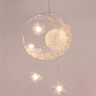 OEM L&aacute;mpara Colgante Decorativa Tuserxln - Luna Y Estrella - Aluminio - Habitaci&oacute;n Infantil Y Cafeter&iacute;a