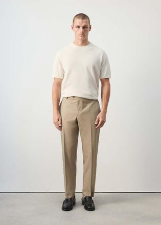 Mango Pantaloni regular-fit misto lyocell cotone marrone - Uomo - 44 - MANGO MAN