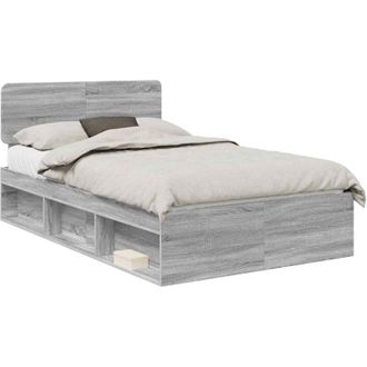 vidaXL Estructura De Cama Con Cabecera Gris Sonoma 135 X 190 Cm Vidaxl