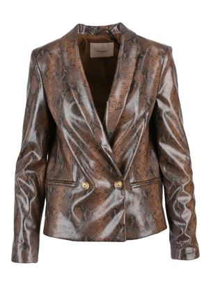 Twin-Set Faux Leather Jacket - Brown/Black