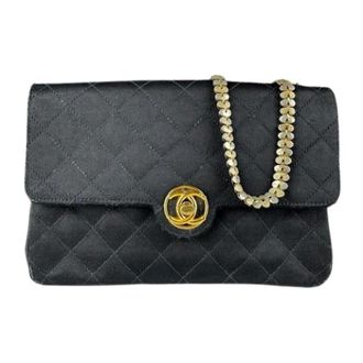Chanel Pre-owned Shoulder Bags, female, Black, Size: ONE SIZE Pre-owned Satin Shoulder Bag