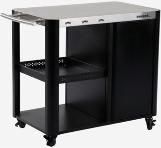 Sweeek Mesa Exterior De Acero Inoxidable De 94,5 Cm Con Estante Plegable