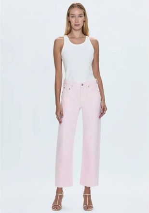 Pistola Denim Lexi Mid Rise Bowed Straight Jeans In Blush