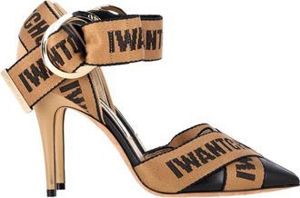 Jimmy Choo London Bea Printed Ankle Strap Pumps in Brown Canvas
