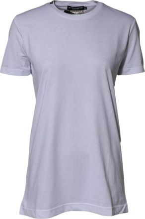 Dolce & Gabbana Witte Katoenen Crew Neck T-shirt - Dames - T-shirts - Wit - XL - Katoen - Tops