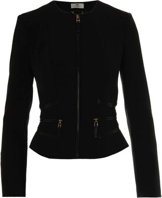 Elisabetta Franchi Zwarte Jas Buitenkleding Aw 25 - Dames - Vesten - Zwart - M - Truien & Vesten