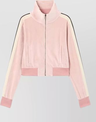 Palm Angels chenille track jacket high collar cropped