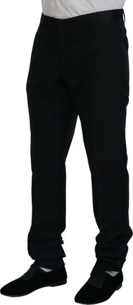 Dolce & Gabbana Black Dress Wool Silk Trouser Mens Pants