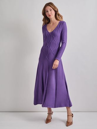 Misook Fit-and-Flare Raised Geometric Recycled Knit Maxi Dress