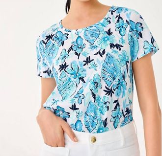 Lilly Pulitzer Etta Scoop Neck Top In Resort White/sea Shell Splendor