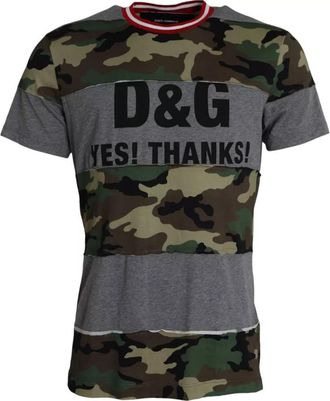 Dolce & Gabbana Multicolor Camouflage Cotton Crew Neck Men T-Shirt Elastane