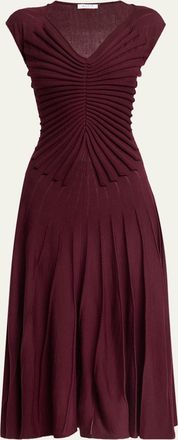 Alaia Sculpting Cap-Sleeve Midi Dress
