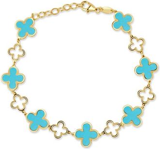 Italian Gold, Inc 14K Turquoise Station Chain Bracelet