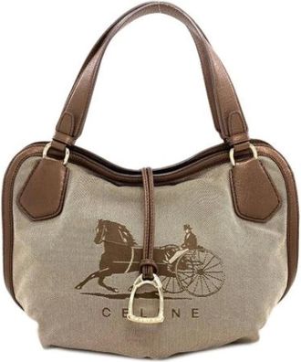 Celine Pre-owned Handbags, female, Brown, Size: ONE SIZE Pre-owned Vintage Canvas Handbag