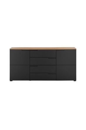 MID.YOU Mid.you Sideboard, Schwarz, Eichefarben, Holzwerkstoff, 4 Schublade(n) Schubladen, 165x80x40 cm, stehend, Kleinm&ouml;bel, Kommoden, Sideboards