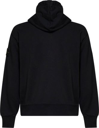 Stone Island Mens Zip-Up Hoodie Organic Cotton Black Sweatshirts Sweater