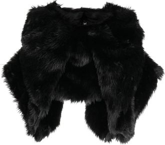 Comme Des Gar&ccedil;ons Faux Fur & Shearling Jackets, female, Black, Size: S Black Fur-Design Cropped Blouse
