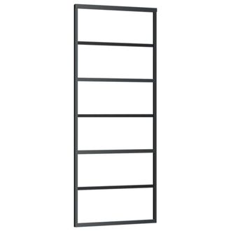 Berkfield Home Sliding Door with Hardware Set 76x205 cm ESG Glass&Aluminium in Black