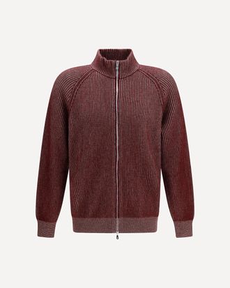 Brunello Cucinelli Vanis&eacute; cashmere rib-knit zip Cardigan Male 52