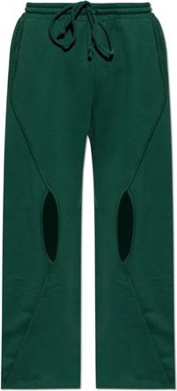Dolce & Gabbana Trainingsbroeken met decoratieve splitjes - Heren - Sweatpants - Groen - S - Katoen - Broeken