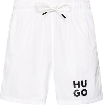 HUGO BOSS Hugo Mens Paol Suare Logo Swim Trunks, White