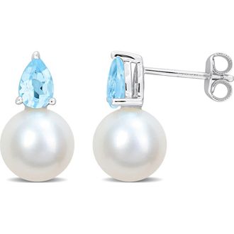 Delmar Blue Topaz & Freshwater Pearl Stud Earrings at Nordstrom Rack