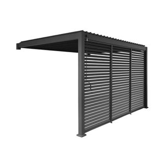 Sweeek P&eacute;rgola bioclim&aacute;tica de aluminio adosada 3x4m + 3 persianas 1 3m