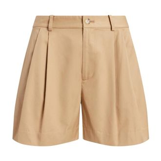 Ralph Lauren Haylill Geplooide Casual Shorts - Dames - Korte Broeken - Beige - 2XL - Katoen - Korte Broeken