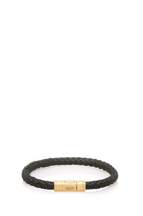 Tom Ford LEATHER TUBULAR BRACELET Size: XL, colour: GREEN