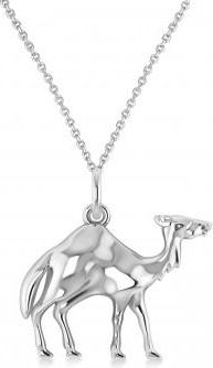 Allurez Camel Charm Pendant Necklace 14K White Gold