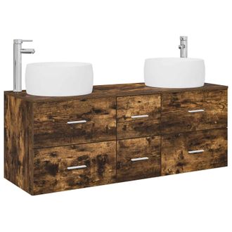 vidaXL Juego De Muebles De Ba&ntilde;o 3 Uds. Roble Ahumado Vidaxl