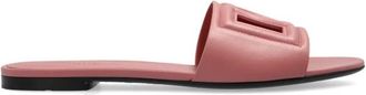 Dolce & Gabbana Leren Slippers met Logo - Dames - Sandalen - Roze - 36 EU - Leer - Schoenen