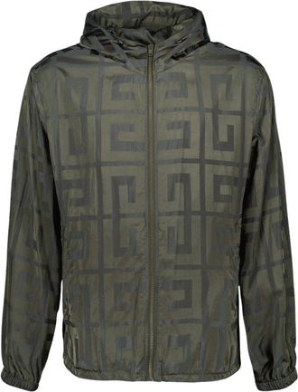Givenchy 4G Windbreaker - Heren - Zomerjassen - Groen - L - Polyester - Jassen