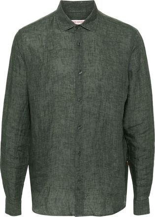 Orlebar Brown long-sleeve linen shirt - men - Linen/Flax - XXXL - Green